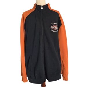 Harley-Davidson Black and Orange Zip-Up Jacket 3XL